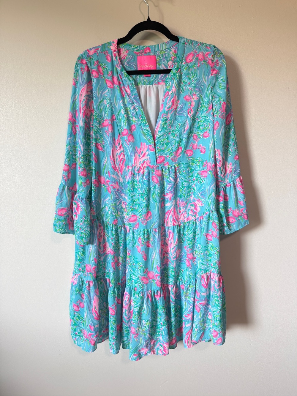Lilly Pulitzer Gabriel tiered tunic dress in the Amalfi Blues Best Fishes sz 10
